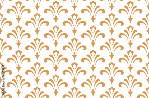 Flower geometric pattern. Seamless vector background. Golden and white ornament