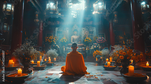 Meditation of a monk. Zen, peace of mind. 
