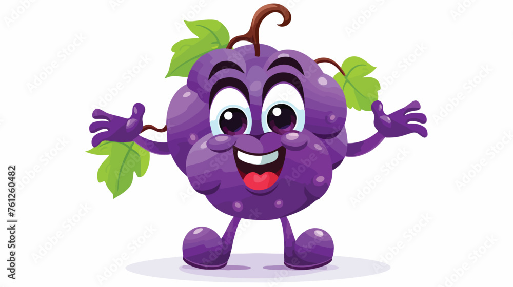 Grape cartoon character with facial expression illus