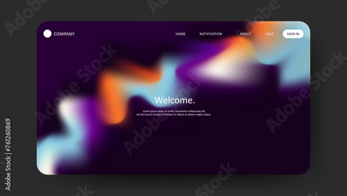 Abstract futuristic gradient mesh dark design of landing page. retro gradient mesh website design photo