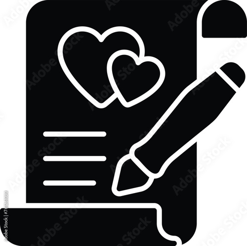 Black Solid Wedding Contract vector icon