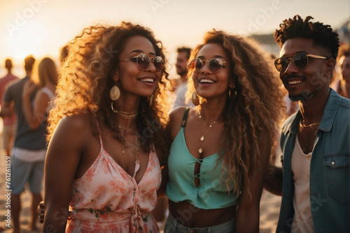 Strahlende Schönheit und Ausgelassenheit bei Sommerfest mit zwei charmanten Freundinnen photo