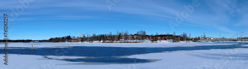 Panoramic March scenery of Pikisaari in Oulu  Finland