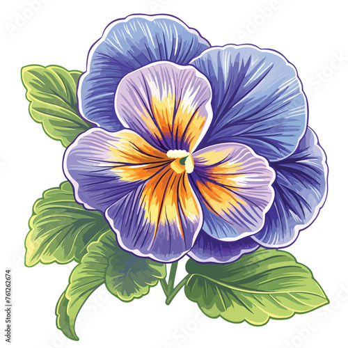 Pansy flower clipart isolated on white background
