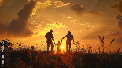 A captivating scene of a family enjoying the sunset together in harmony
