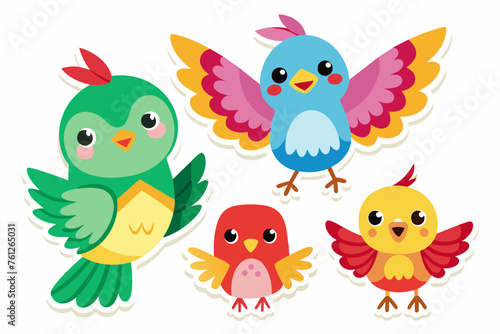  Birds stickers for kids on white background, vector art illustration © Mohammad