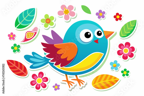  Birds stickers for kids on white background  vector art illustration