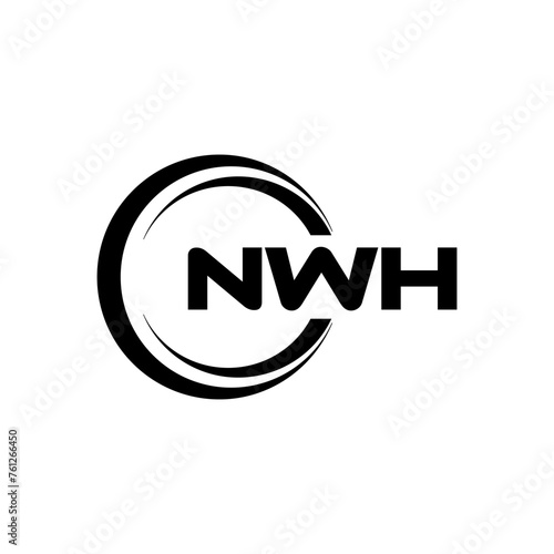 NWH letter logo design with white background in illustrator, cube logo, vector logo, modern alphabet font overlap style. calligraphy designs for logo, Poster, Invitation, etc. photo