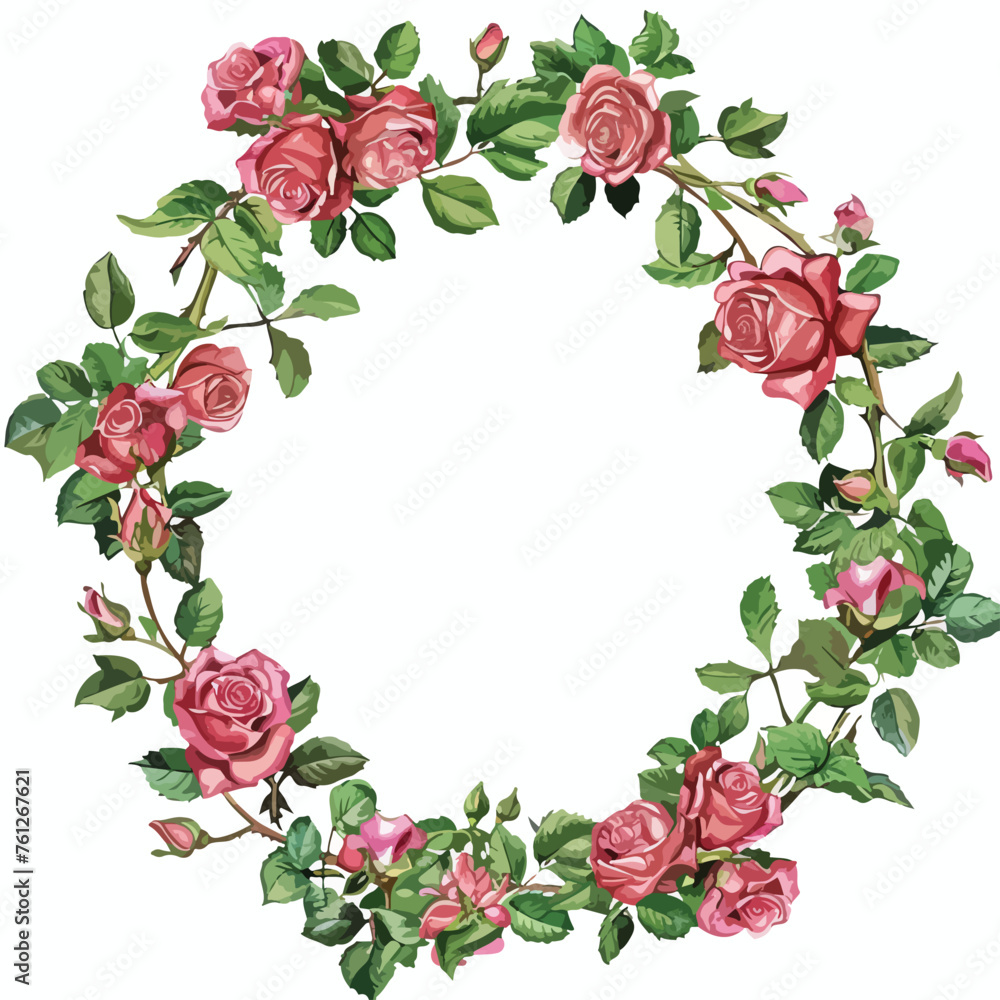 Roses Wreath Clipart isolated on white background