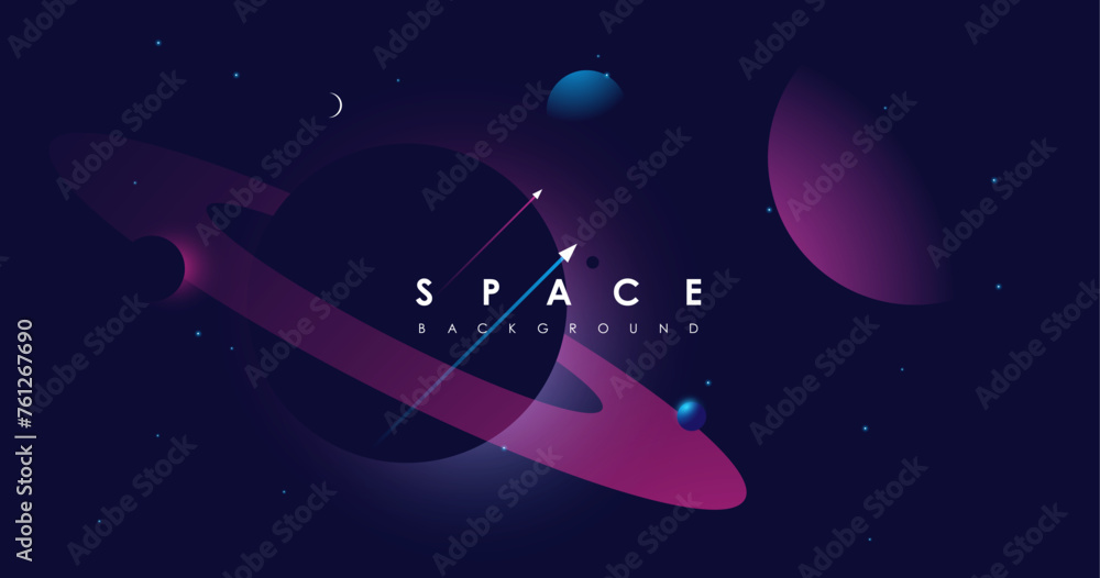 Universe background for presentation design. Brochure template with space elements. Minimalistic color space. Universe exploration concept. - obrazy, fototapety, plakaty 