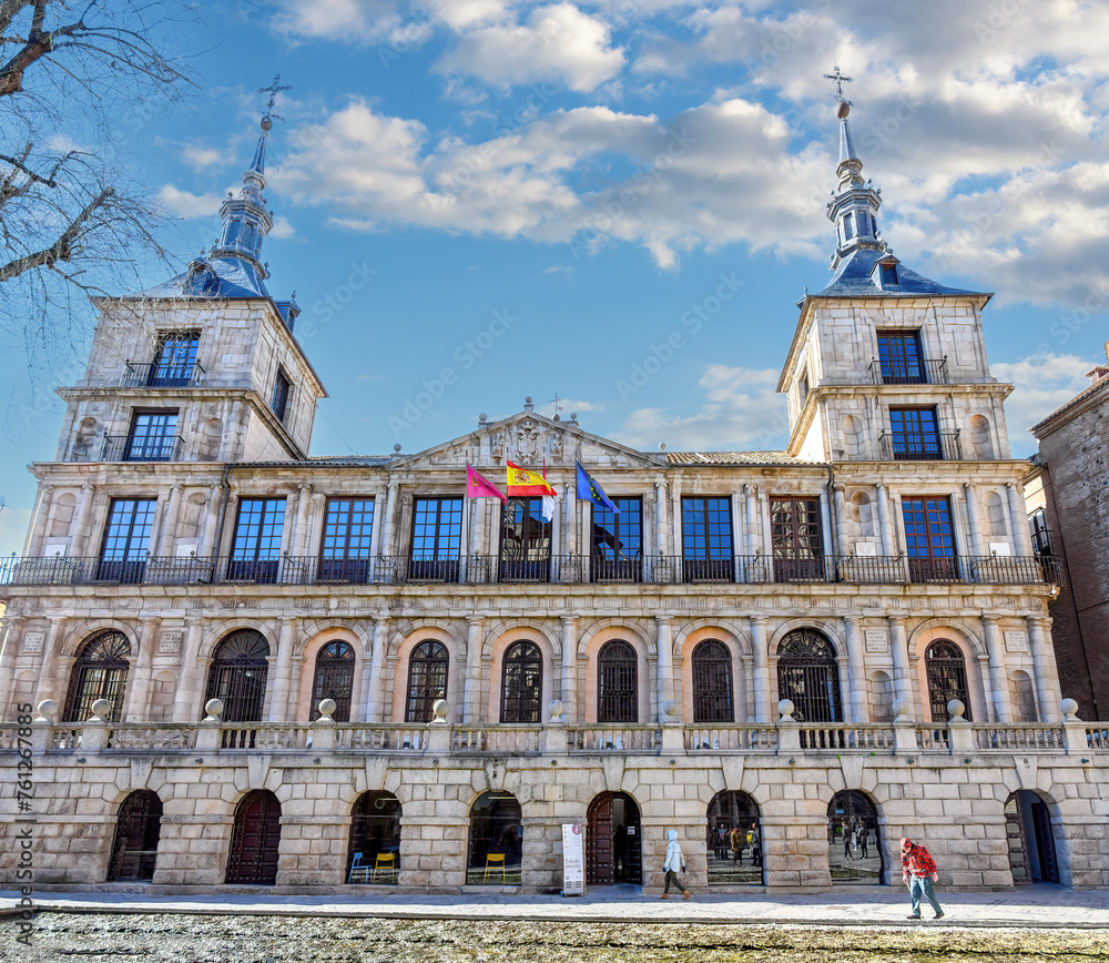 Facade of the town hall or city hall building, Toledo, Spain