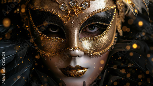 Mysterious masquerade mask adorned with diamonds, crafted by AI Generative. © Alisa