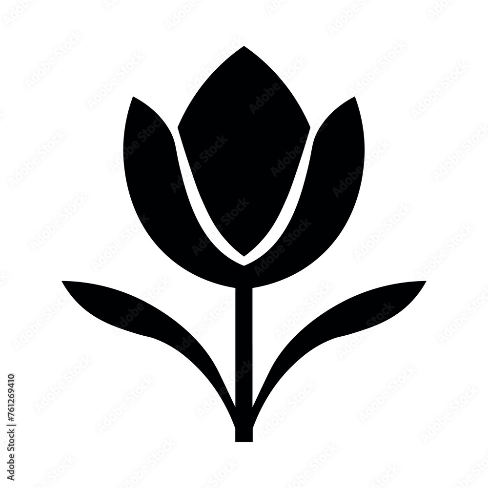 black vector tulip icon on white background