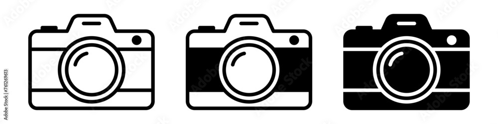 Photo camera icon set basic simple design Photo camera icon set basic simple design