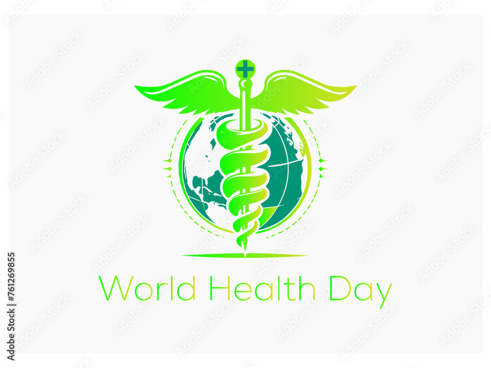 Realistic world health day.Heart made up of map background.World health day event theme.