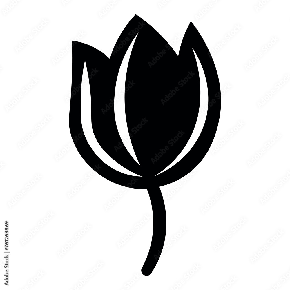 black vector tulip icon on white background black vector tulip icon on white background
