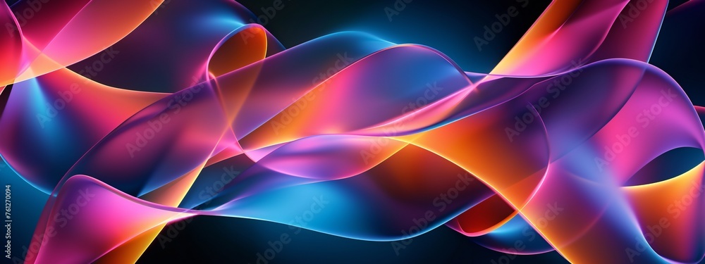 Abstract Colorful Wavy Patterns in Neon Light