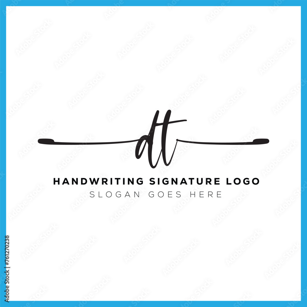 Fototapeta premium DT initials Handwriting signature logo. DT Hand drawn Calligraphy lettering Vector. DT letter real estate, beauty, photography letter logo design.