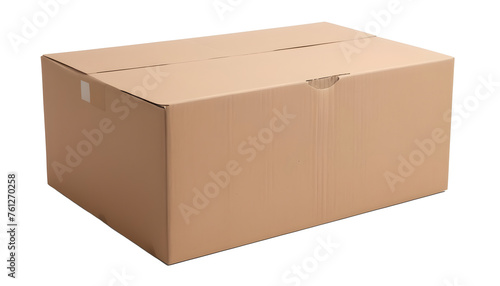 close cardboard box package box cutout on isolated transparent background 