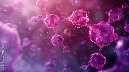 Abstract Molecules Science Background . Abstract illustration of molecules in pink and purple hues, representing concepts in chemistry, biology, and pharmaceuticals. 