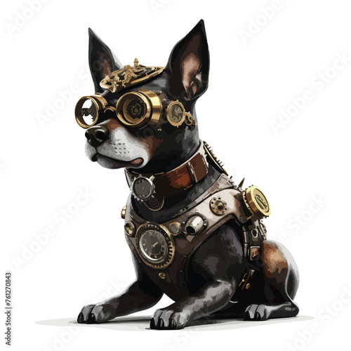 Steampunk Dog Clipart isolated on white background