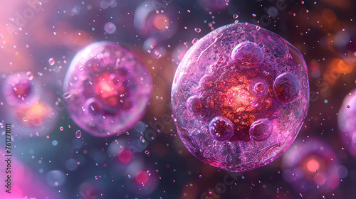 3d rendering of Human cell or Embryonic stem cell microscope background