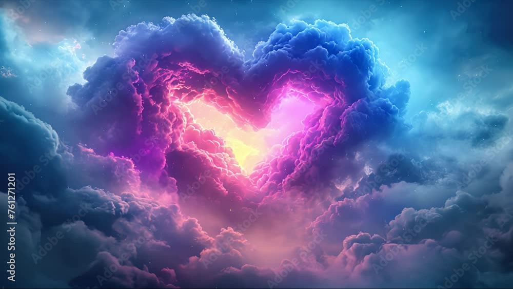 Red heart shaped clouds at sunset. Beautiful love background. Created ...