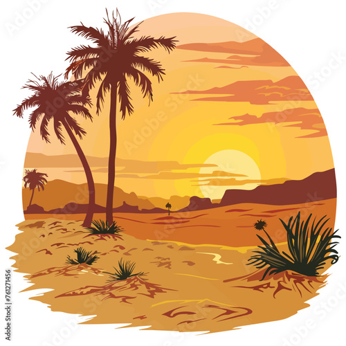 Sunset over Desert Clipart