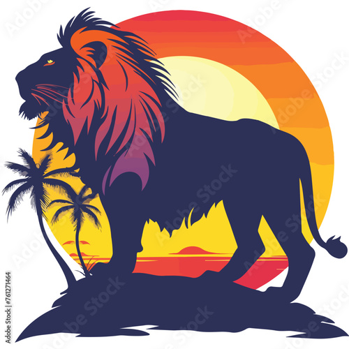 Sunset Lion Clipart isolated on white background