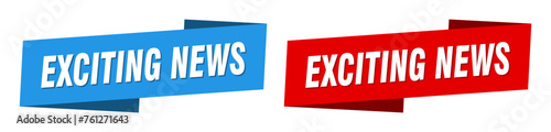 exciting news banner. exciting news ribbon label sign set