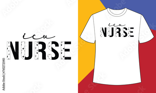 ICU nurse t shirt design print template