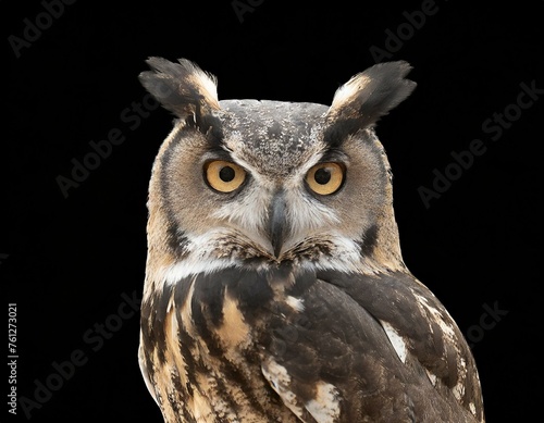 Owl on isolated on black background.
