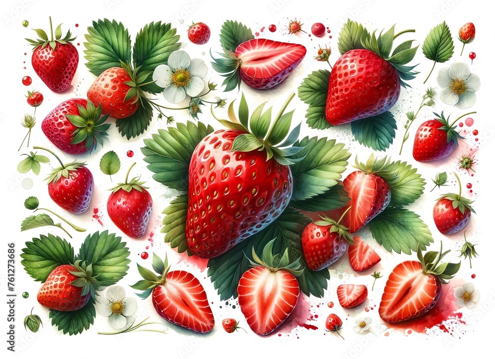 Watercolor of Strawberries Watercolor of Strawberries