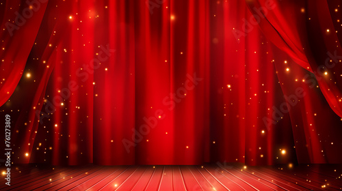 red curtain material, spotlight