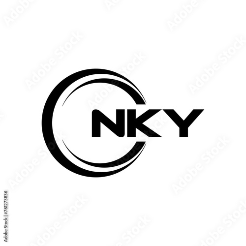 NKY letter logo design with white background in illustrator, cube logo, vector logo, modern alphabet font overlap style. calligraphy designs for logo, Poster, Invitation, etc. photo