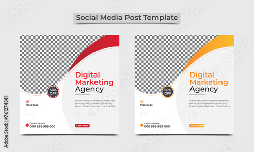 Digital marketing agency social media post template. vector illustration.