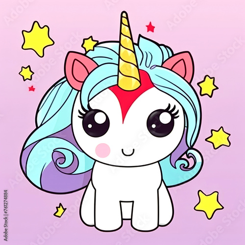 Cute unicorn baby surrounded by stars