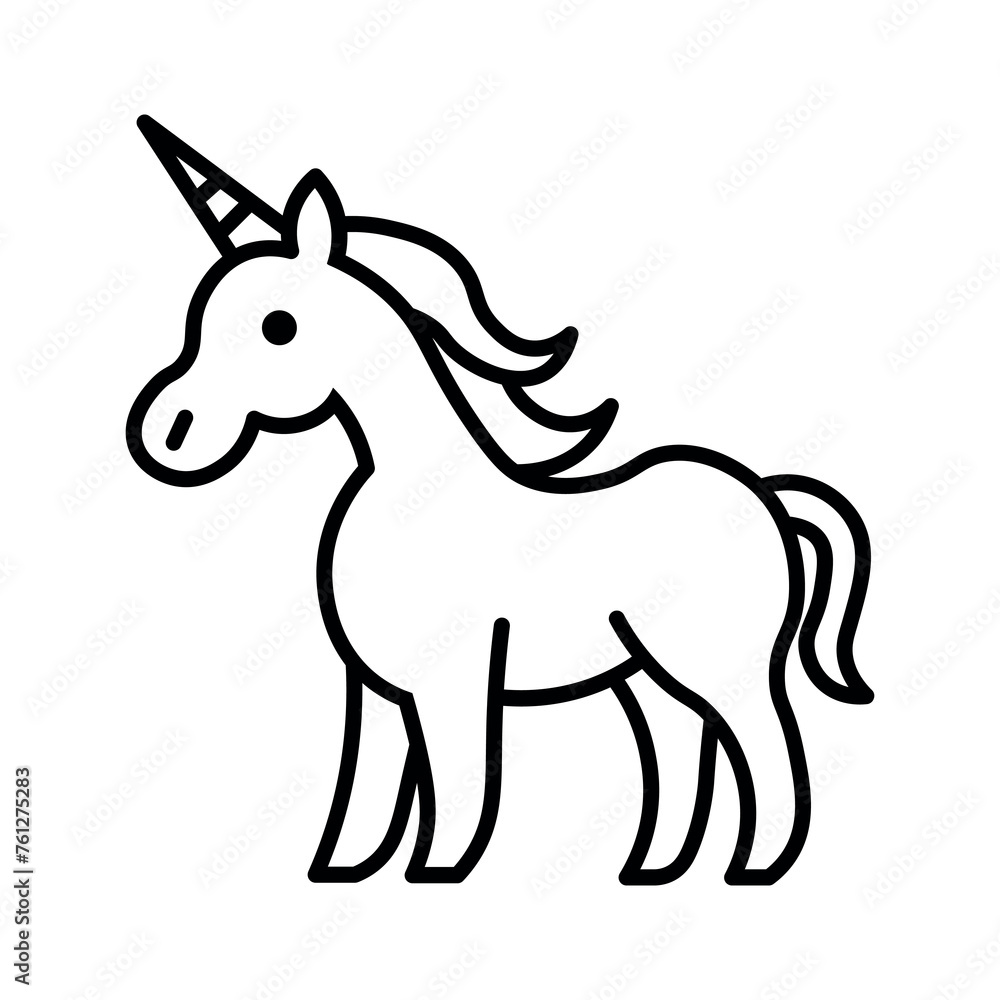black vector unicorn icon on white background black vector unicorn icon on white background
