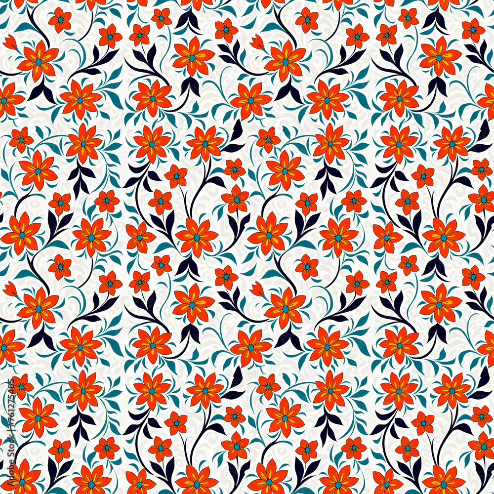 Seamless floral pattern with bright primitive patterns Seamless floral pattern with bright primitive patterns