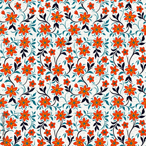Seamless floral pattern with bright primitive patterns