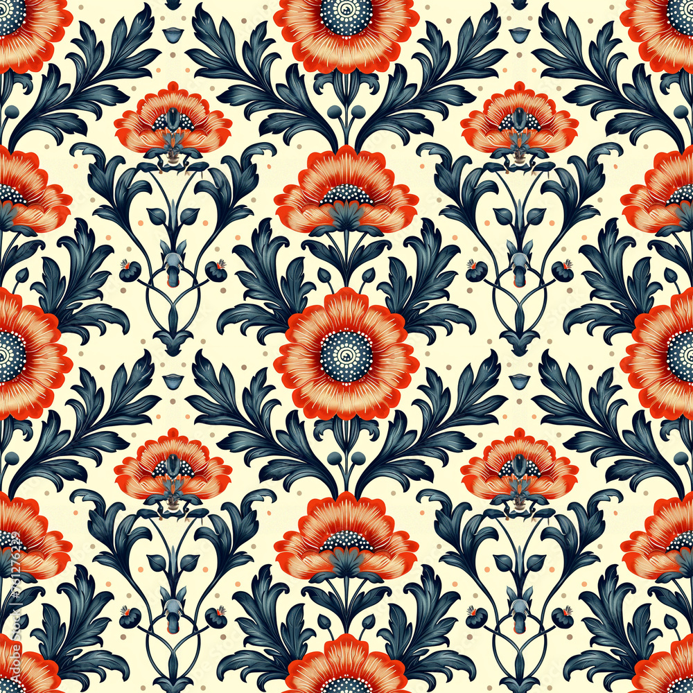Seamless floral pattern with bright summer flowers