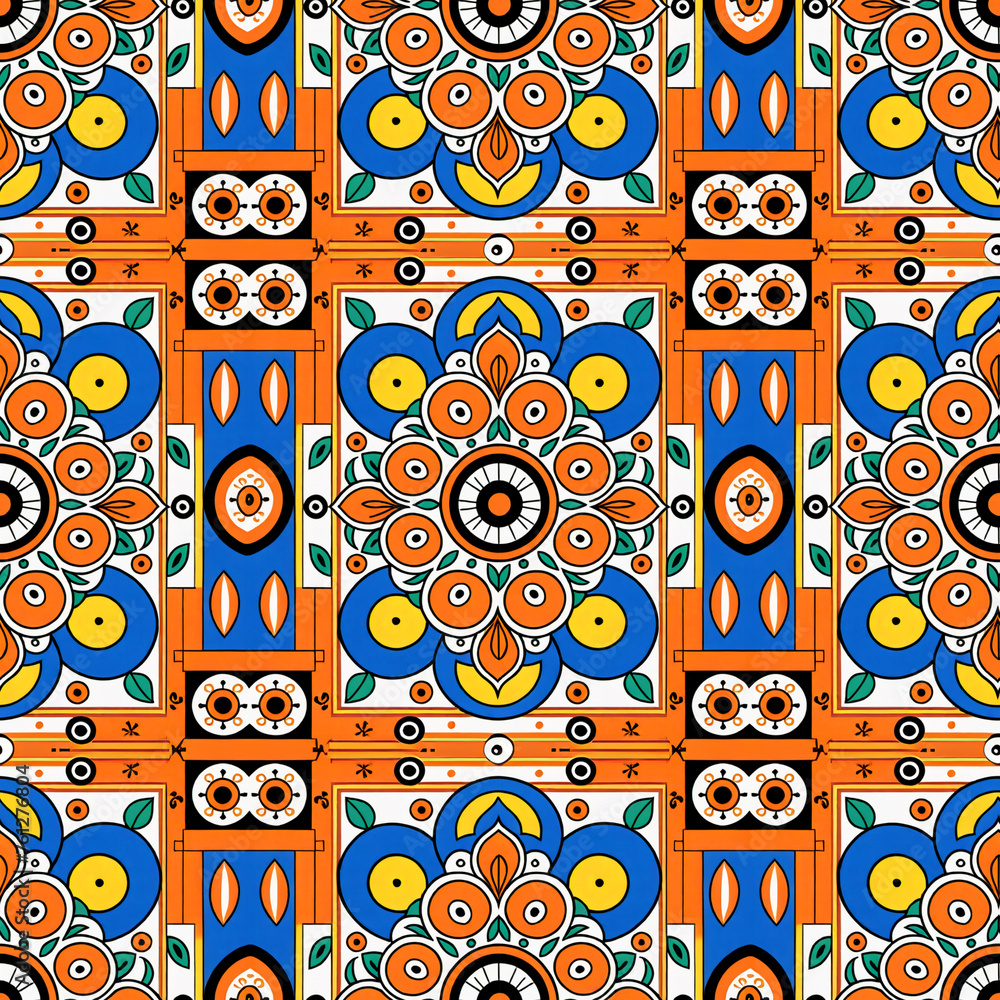 Seamless floral pattern with primitive elements Seamless floral pattern with primitive elements