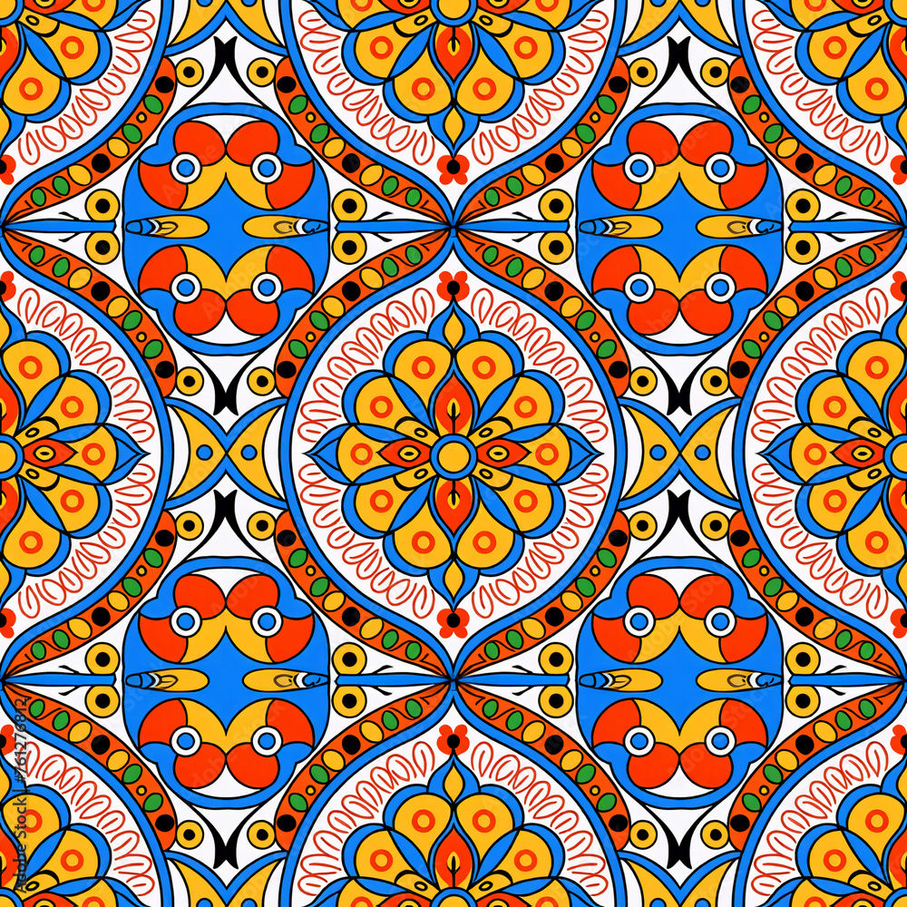 Seamless floral pattern with primitive elements