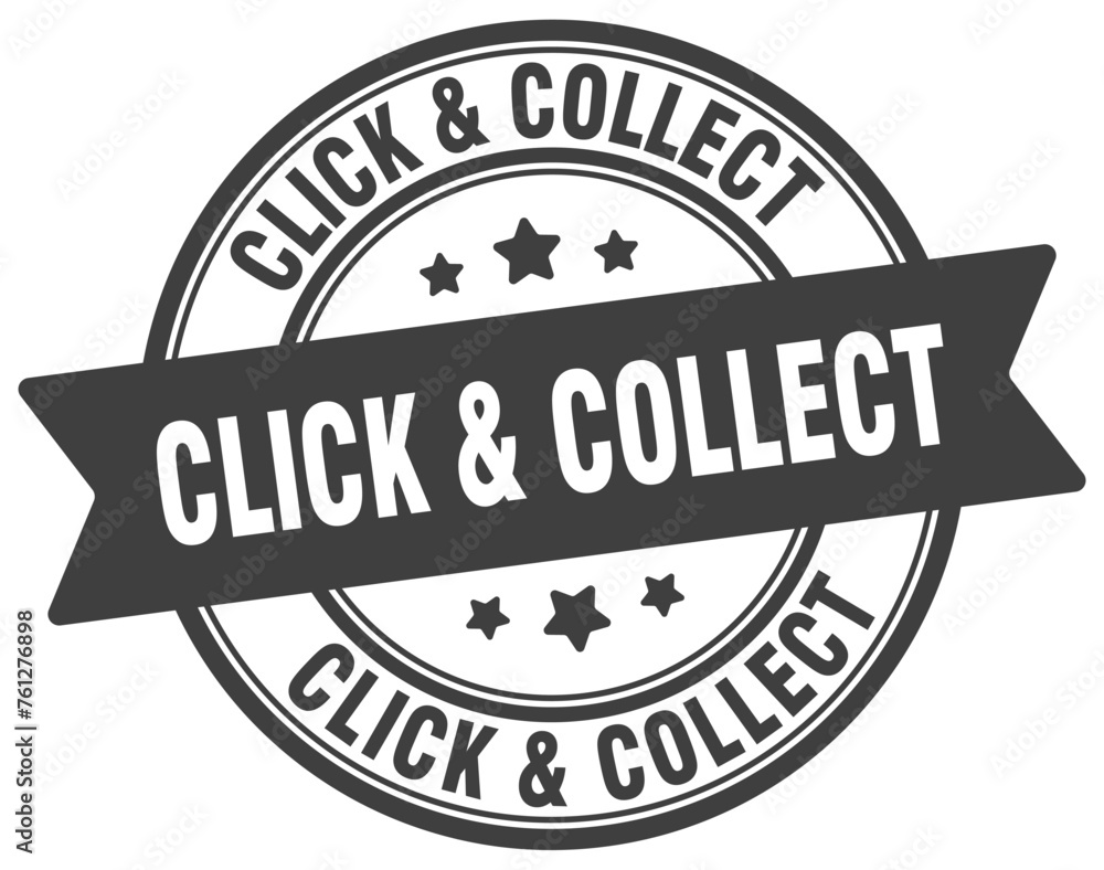 click & collect stamp. click & collect label on transparent background. round sign