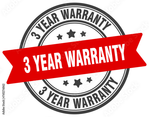 3 year warranty stamp. 3 year warranty label on transparent background. round sign