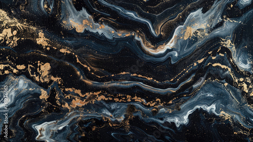 Abstract black marble texture background. Oil, acrylic paint mix pattern © Anwar