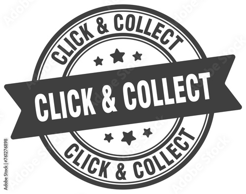 click & collect stamp. click & collect label on transparent background. round sign