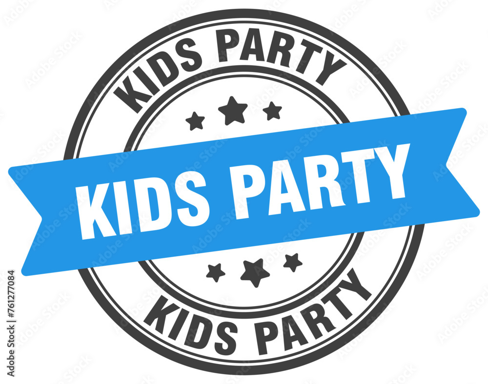 kids party stamp. kids party label on transparent background. round sign kids party stamp. kids party label on transparent background. round sign