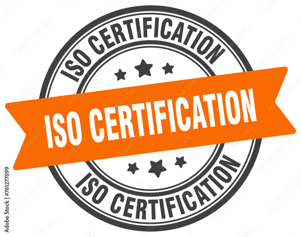 iso certification stamp. iso certification label on transparent background. round sign