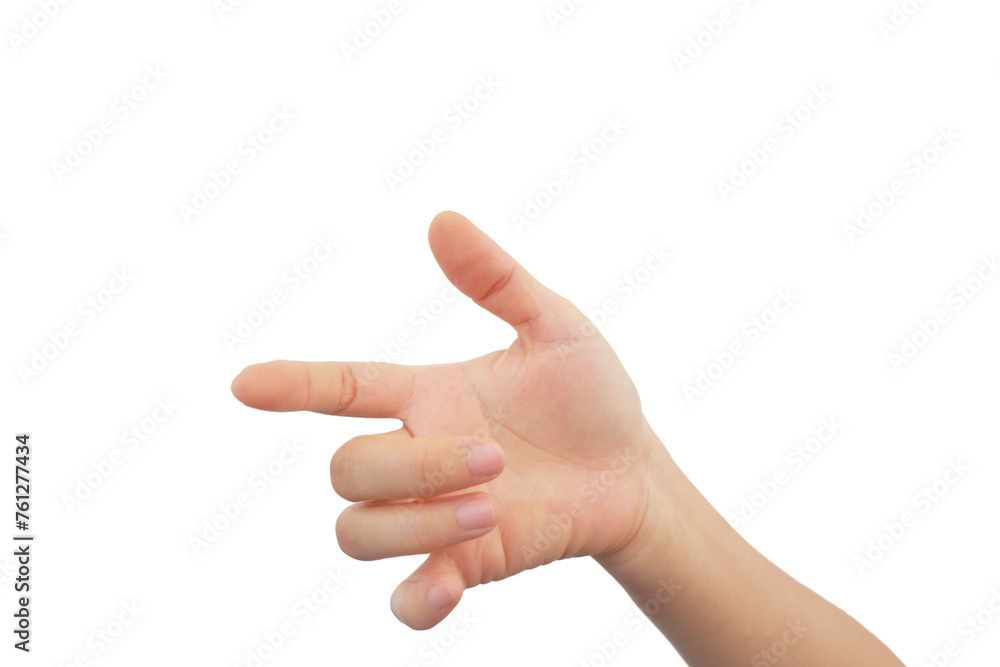 Hands that have the characteristic symptoms of trigger finger on white background. Hands that have the characteristic symptoms of trigger finger on white background.